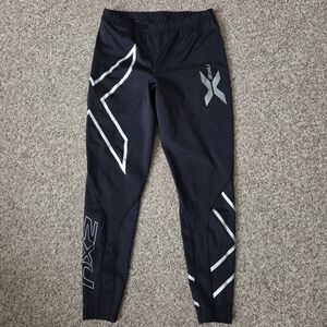 2XU Black Compression Tights Refective Cycling Running Training Pants Womens L